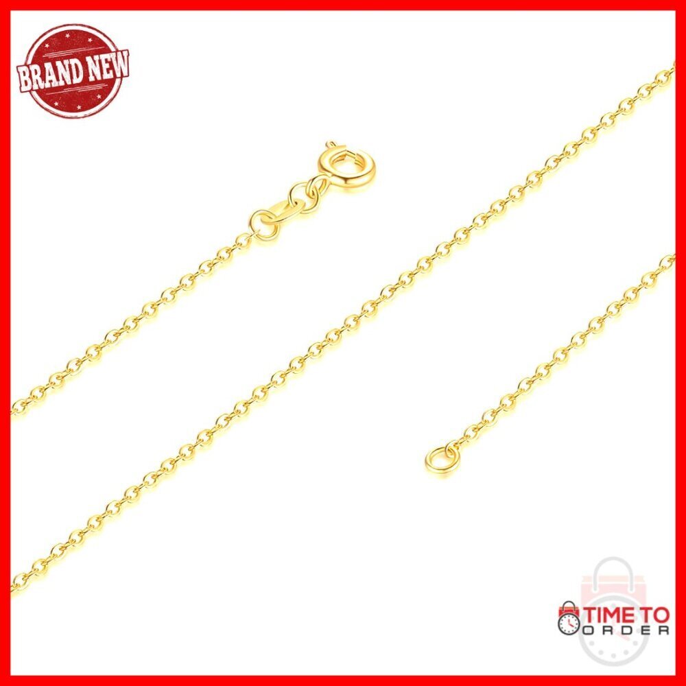 14K Gold Plated Thin Cable Chain Necklace 1.5mm Wide 16-24in